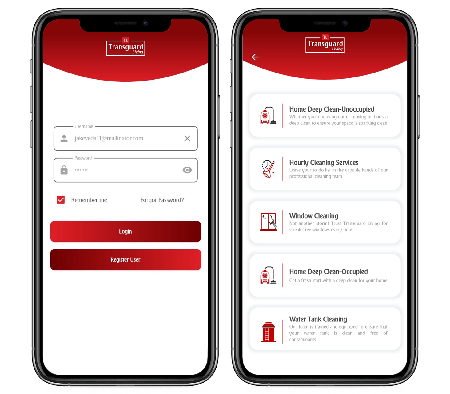 Transguard Living Mobile App login instructions